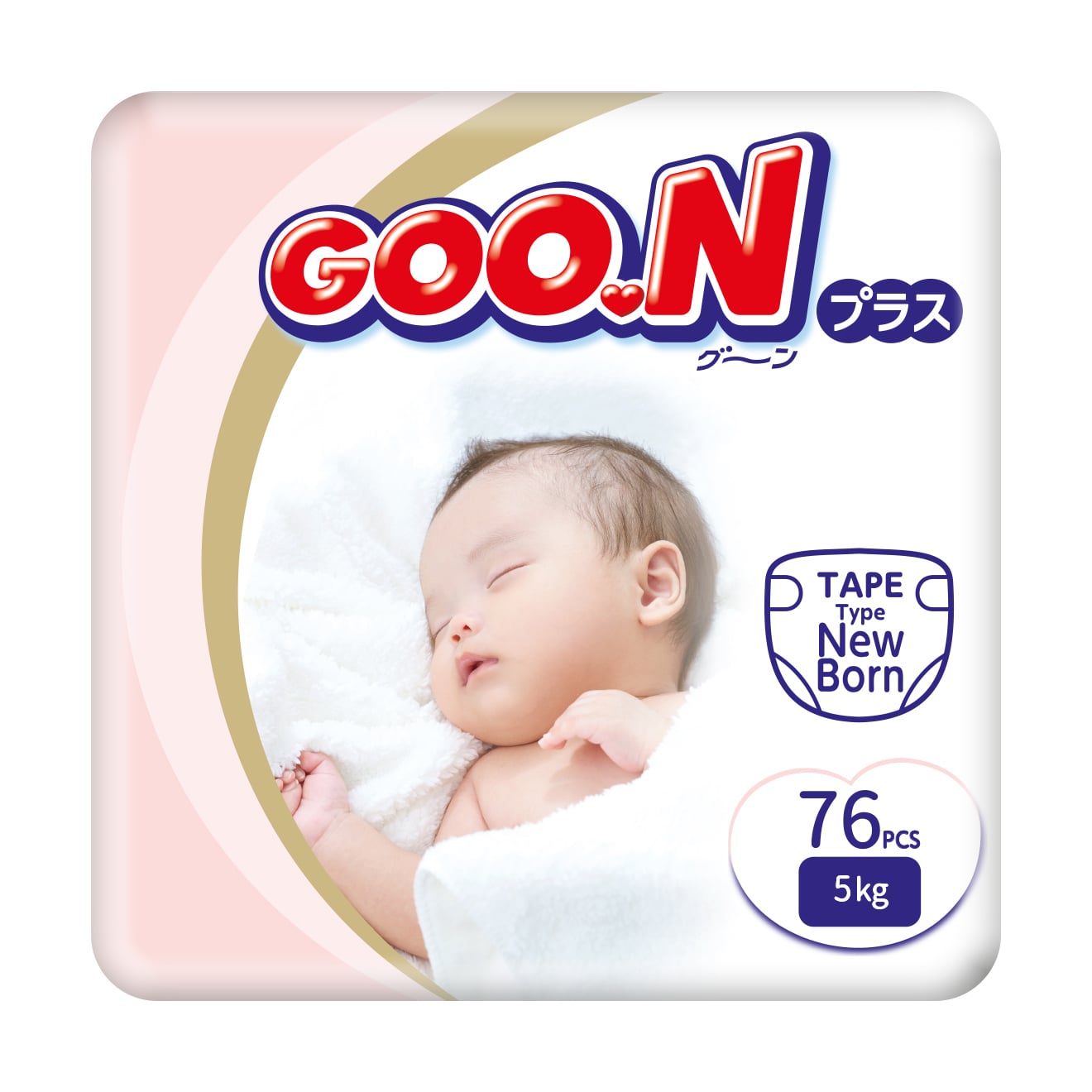 Підгузки Goo.N Plus унісекс, розмір NB (для новонароджених до 5 кг), 76 шт